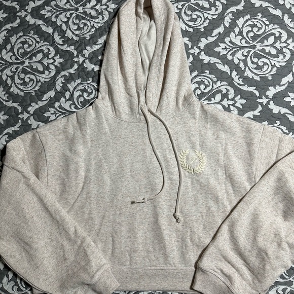 COPY - VS PINK beige/oatmeal cropped hoodie Large - Picture 3 of 7